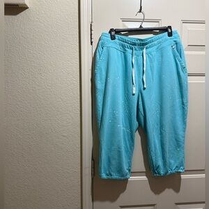 Lane Bryant LIVI Turquoise With White Paint Splatter Capri Sweatpants Size 18/20